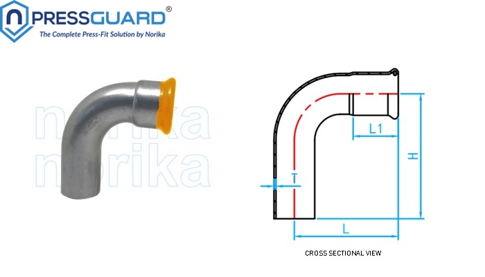 Stainless Steel 316L Press Fit 90 Deg Elbow(MxF)